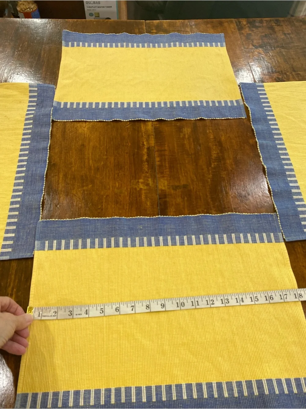 Pier 1 Imports Set of 4 Placemats Palermo Stripe Yellow Blue Cottagecore READ